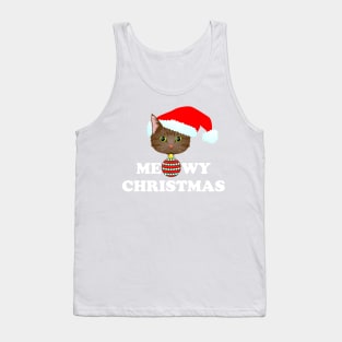 Meowy Christmas 2: Brown Tabby (White) Tank Top